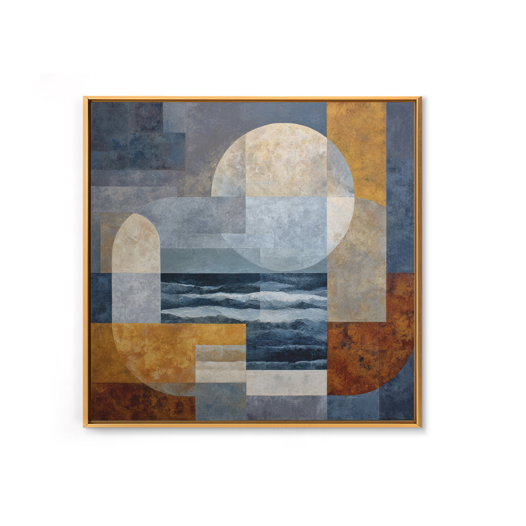 Silver Ocean Moonlight Scene Canvas Print, Monochrome Art, Boho Decor, Living Room Decor, Fine Art, Mono, Digital Art, MON-1x1-91