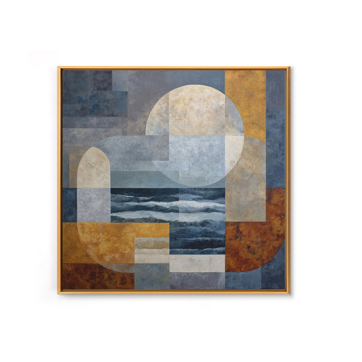 Silver Ocean Moonlight Scene Canvas Print, Monochrome Art, Boho Decor, Living Room Decor, Fine Art, Mono, Digital Art, MON-1x1-91