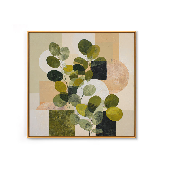 Green Botanical Study Canvas Print, Monochrome Art, Wall Art, Living Room Decor, Oil Painting, Mono, Abstract Art, MON-1x1-99