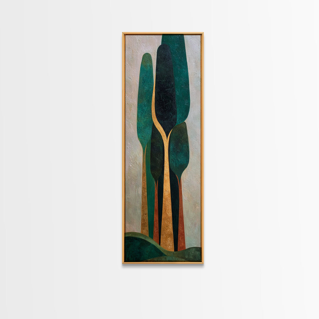 Deep Green Forest Silhouette Study Canvas Print, Monochrome Art, Digital Prints, Living Room Decor, Mono, Apartment Decor, MON-1x3-25