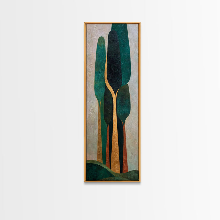Deep Green Forest Silhouette Study Canvas Print, Monochrome Art, Digital Prints, Living Room Decor, Mono, Apartment Decor, MON-1x3-25