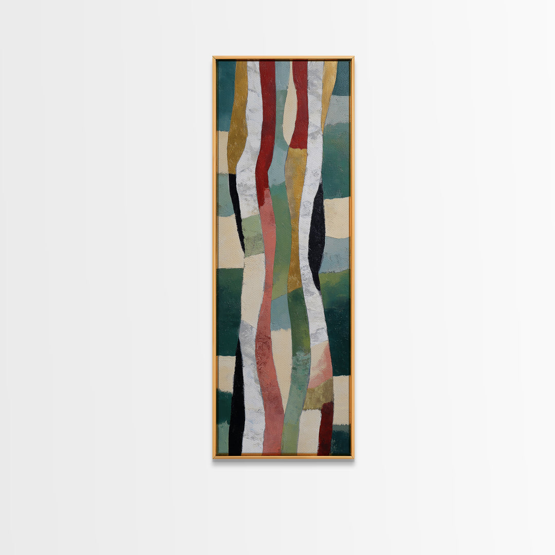 Deep Green Forest Silhouette Study Canvas Print, Monochrome Art, Abstract Painting, Living Room Decor, Fine Art, Mono, MON-1x3-49