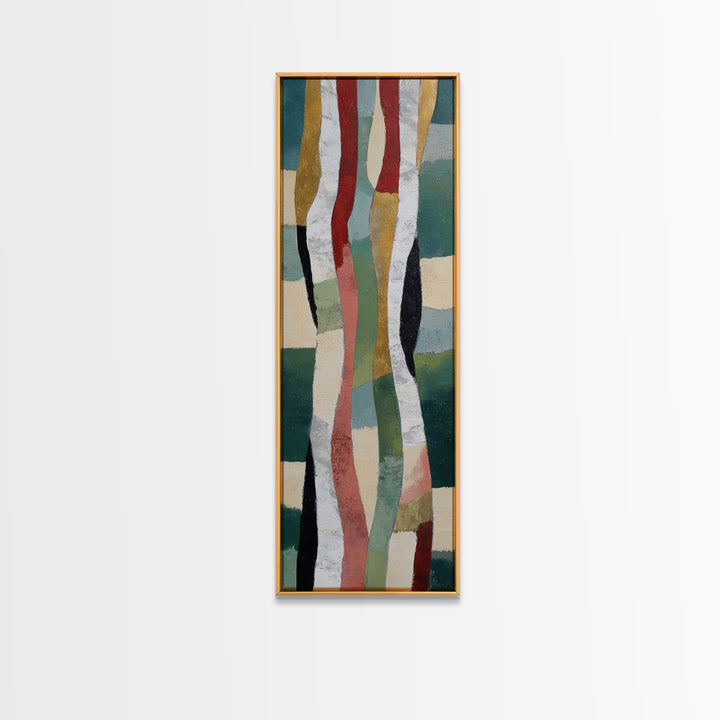 Deep Green Forest Silhouette Study Canvas Print, Monochrome Art, Abstract Painting, Living Room Decor, Fine Art, Mono, MON-1x3-49