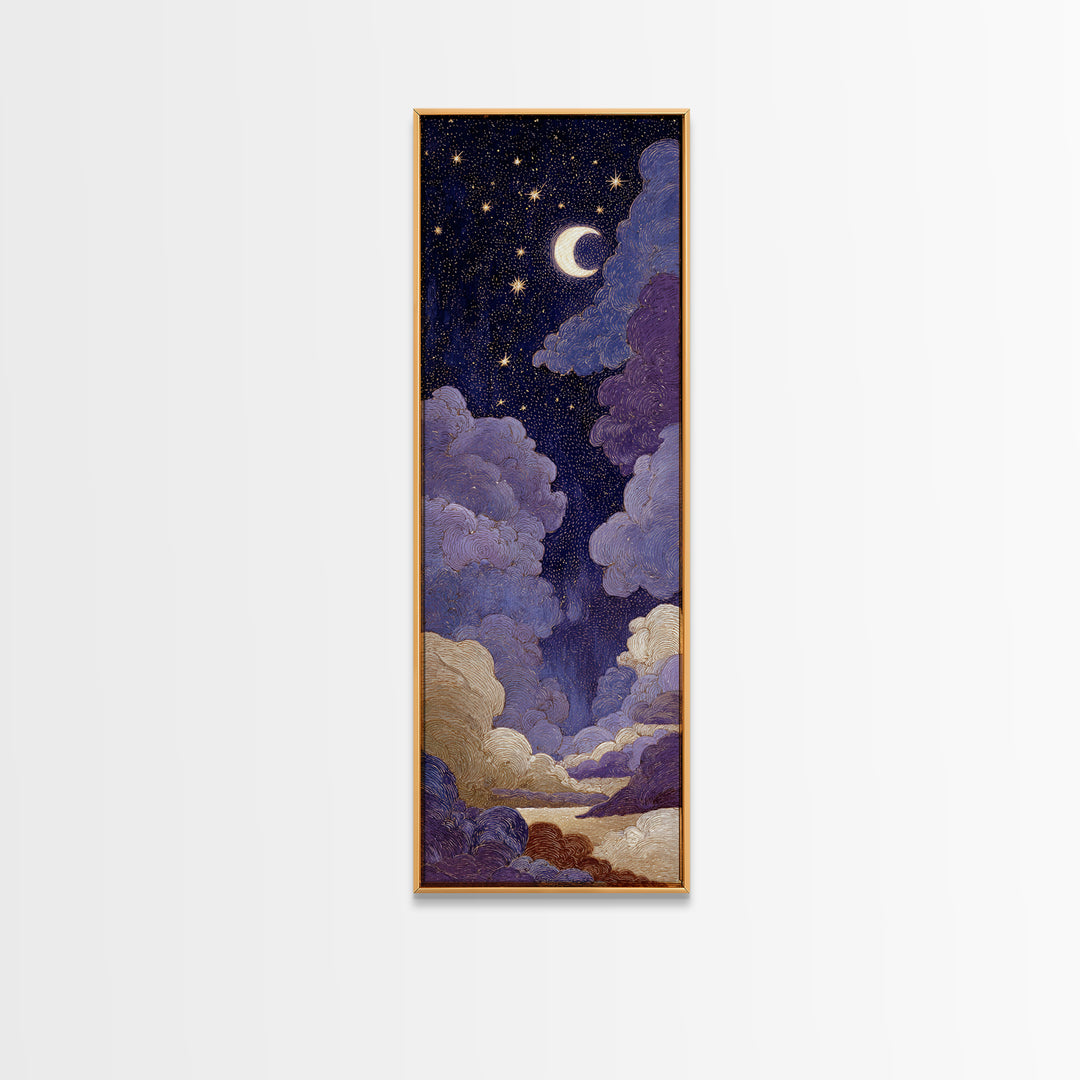 Purple Night Sky Canvas Print, Monochrome Art, Digital Print, Living Room Decor, Abstract Art, Mono, Modern Art, Moody Wall Art, MON-1x3-51