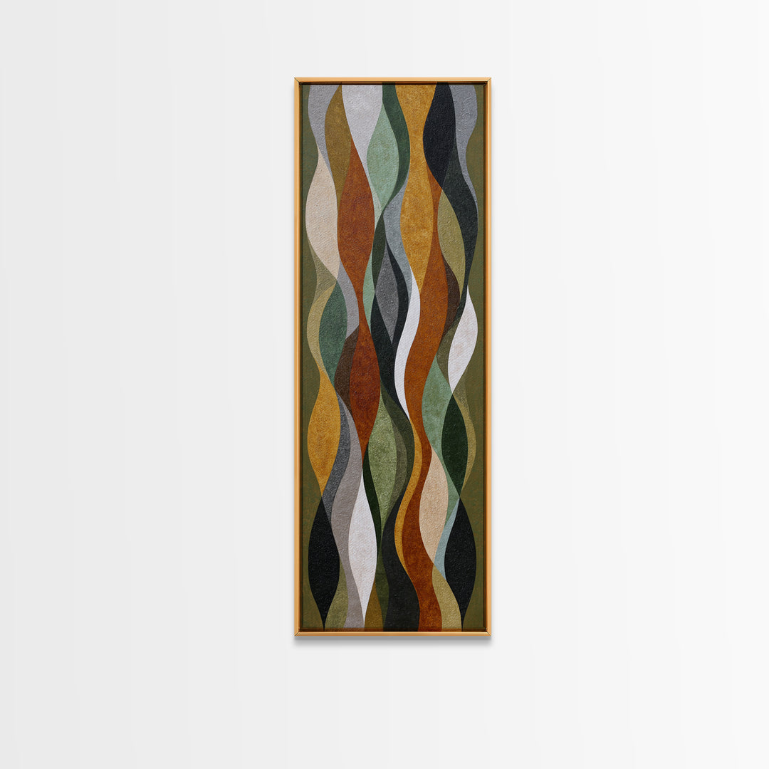 Olive Green Abstract Leaf Pattern Canvas Print, Monochrome Art, Mid Century Modern, Living Room Decor, Fine Art, Mono, MON-1x3-56