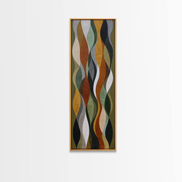 Olive Green Abstract Leaf Pattern Canvas Print, Monochrome Art, Mid Century Modern, Living Room Decor, Fine Art, Mono, MON-1x3-56