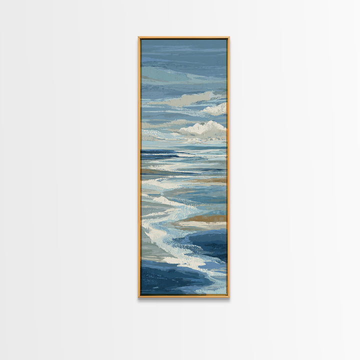 All Blue Ocean Abstraction Framed Canvas Print, Monochrome Art, Textured Painting, Living Room Decor, Fine Art, Mono, MON-1x3-61