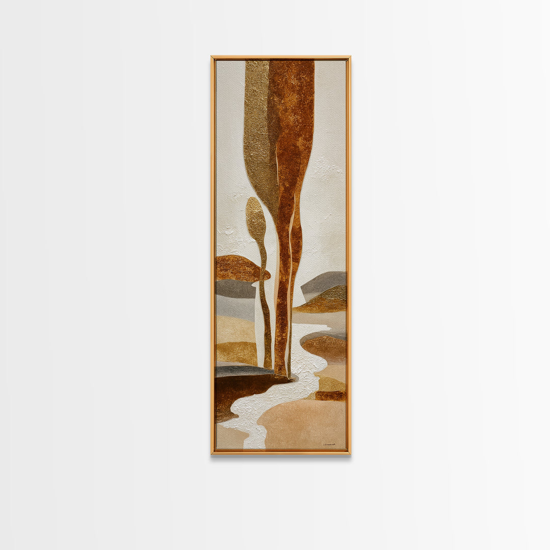 Warm Brown Desert Landscape Framed Canvas Print, Monochrome Art, Boho Decor, Living Room Decor, Fine Art, Mono, Art Print, MON-1x3-69