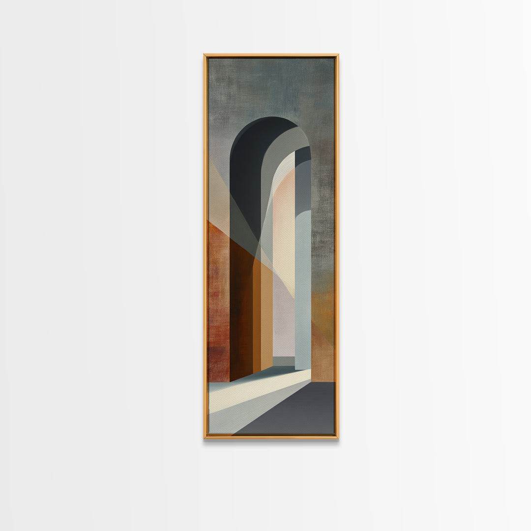 Gray Architectural Arch and Shadow Study Framed Canvas Print, Monochrome Art, Modern Art, Living Room Decor, Fine Art, Mono, MON-1x3-70