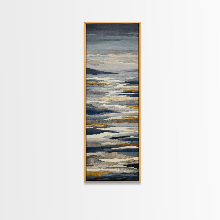 Silver Ocean Moonlight Scene Framed Canvas Print, Monochrome Art, Apartment Decor, Living Room Decor, Oil Painting, Mono, MON-1x3-79