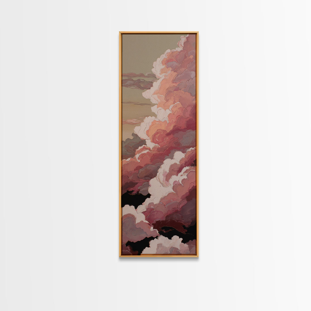 All Pink Cloudscape Framed Canvas Print, Monochrome Art, Printable Art, Living Room Decor, Abstract Art, Mono, MON-1x3-96