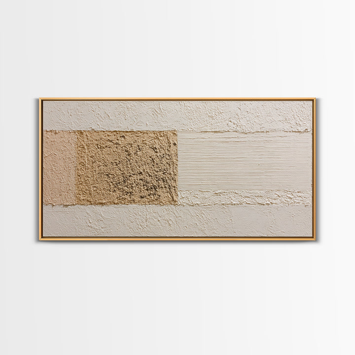 Cream on Cream Minimalist Forms Framed Canvas Print, Monochrome Art, Fine Art Print, Living Room Decor, Fine Art, Mono, MON-2x1-18