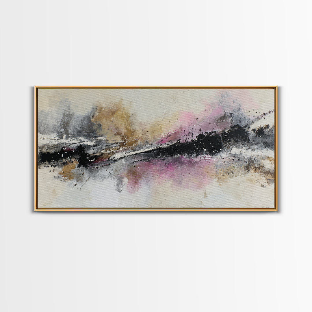 Black Ink Abstract Canvas Print, Monochrome Art, Boho Decor, Living Room Decor, Fine Art, Mono, Art Print, Digital Art, MON-2x1-2