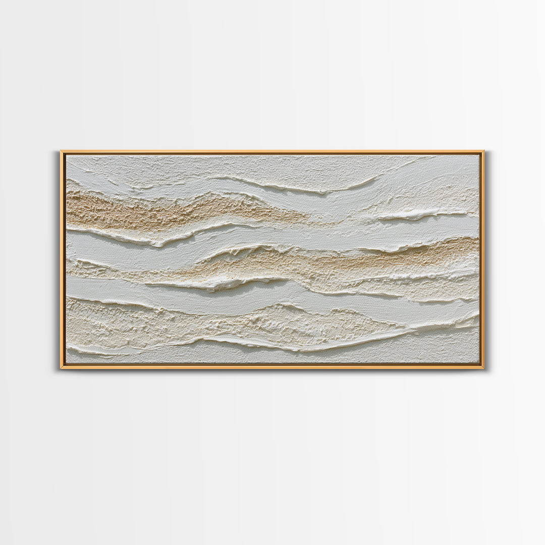 Ivory White Plaster Texture Composition Framed Canvas Print, Monochrome Art, Home Decor, Living Room Decor, Fine Art, Mono, MON-2x1-25