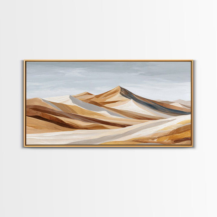 Warm Brown Desert Landscape Framed Canvas Print, Monochrome Art, Poster, Living Room Decor, Fine Art, Mono, Textured Wall Art, MON-2x1-29