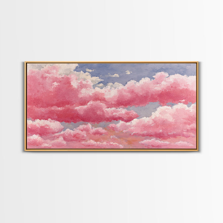 All Pink Cloudscape Canvas Print, Monochrome Art, Contemporary Art, Living Room Decor, Oil Painting, Mono, Original Art, MON-2x1-32