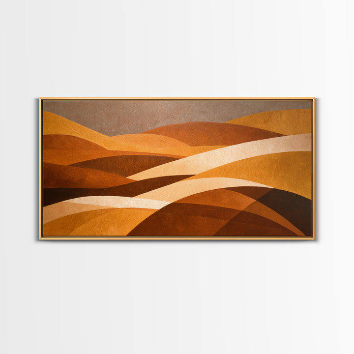Warm Brown Desert Landscape Canvas Print, Monochrome Art, Mid Century Modern, Living Room Decor, Fine Art, Mono, Boho Wall Art, MON-2x1-53