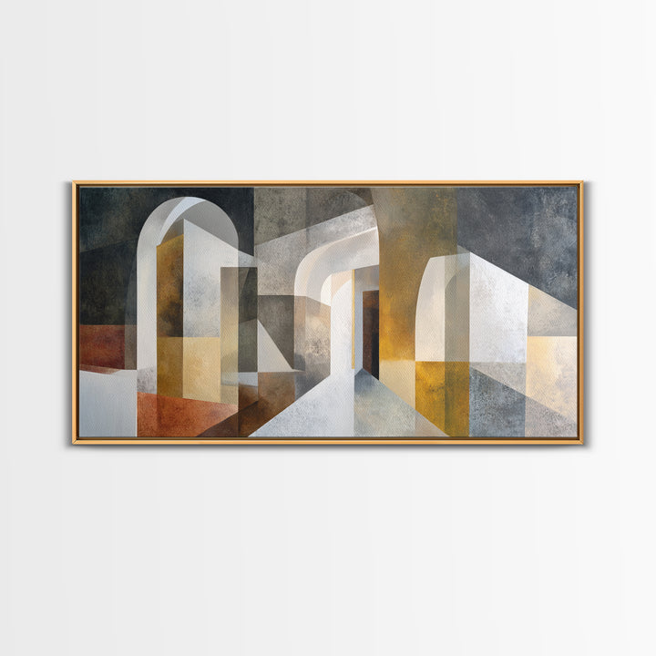 Gray Architectural Arch and Shadow Study Canvas Print, Monochrome Art, Contemporary Art, Living Room Decor, Fine Art, Mono, MON-2x1-54