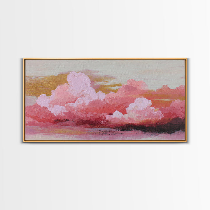 All Pink Cloudscape Framed Canvas Print, Monochrome Art, Art Print, Living Room Decor, Fine Art, Mono, Printable Art, MON-2x1-56
