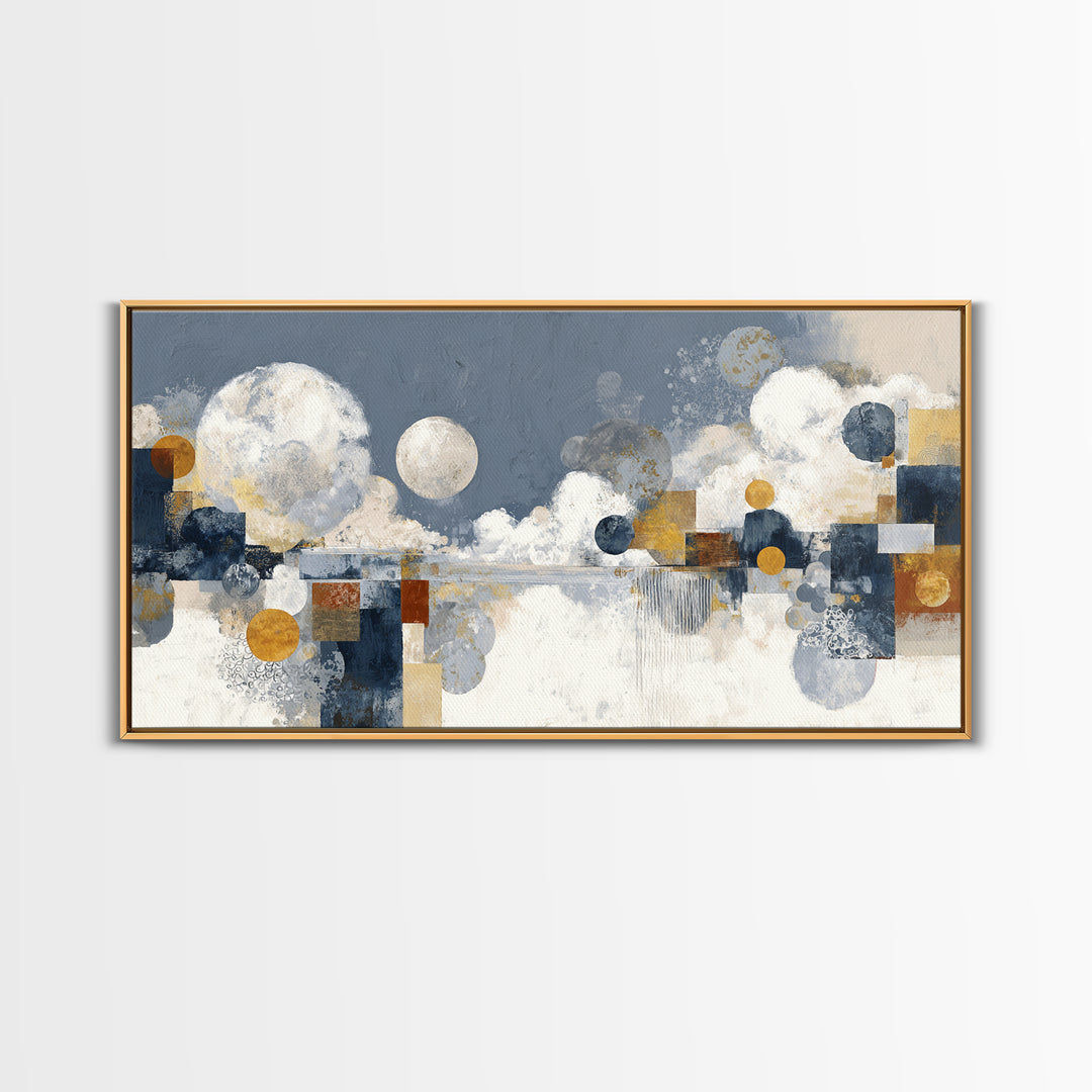 Silver Ocean Moonlight Scene Canvas Print, Monochrome Art, Digital Print, Living Room Decor, Fine Art, Mono, Modern Art, MON-2x1-63