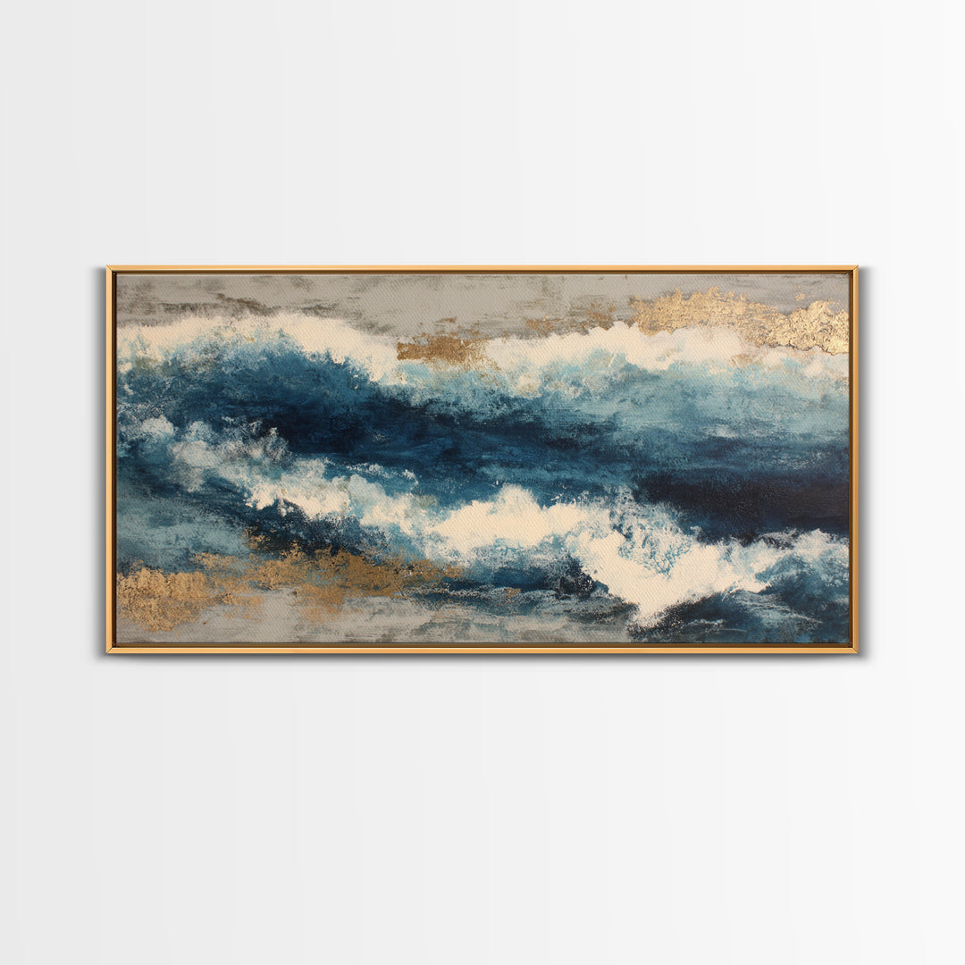All Blue Ocean Abstraction Canvas Print, Monochrome Art, Original Art, Living Room Decor, Mono, Bird Art, Bedroom Wall Art, MON-2x1-69