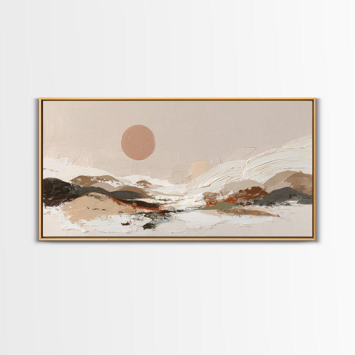 Warm Brown Desert Landscape Canvas Print, Monochrome Art, Mid Century Modern, Living Room Decor, Fine Art, Mono, Boho Wall Art, MON-2x1-77