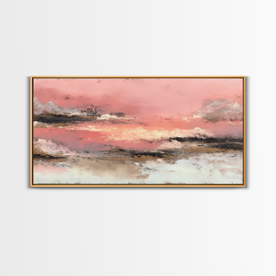 All Pink Cloudscape Framed Canvas Print, Monochrome Art, Apartment Decor, Living Room Decor, Fine Art, Mono, Moody Wall Art, MON-2x1-80