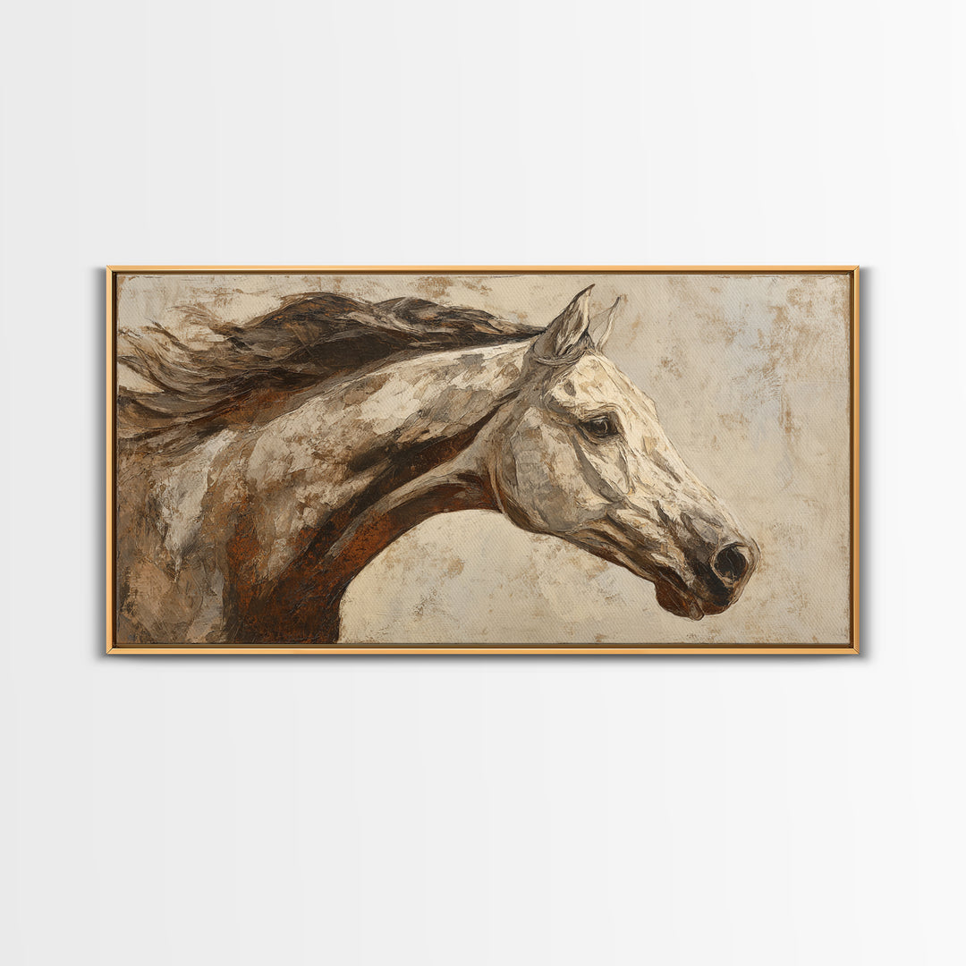 Sepia Horse Portrait Canvas Print, Monochrome Art, Digital Prints, Living Room Decor, Fine Art, Mono, Apartment Decor, MON-2x1-94