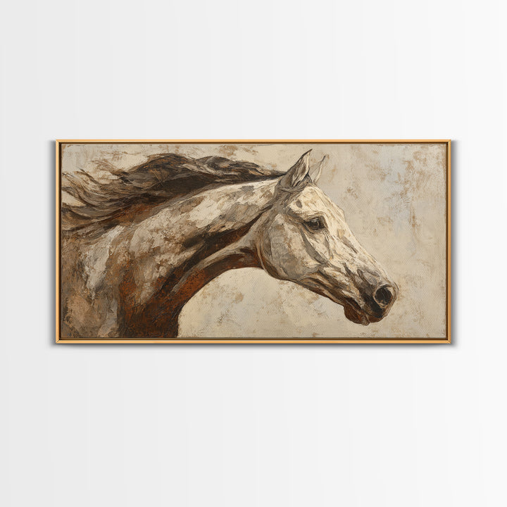 Sepia Horse Portrait Canvas Print, Monochrome Art, Digital Prints, Living Room Decor, Fine Art, Mono, Apartment Decor, MON-2x1-94