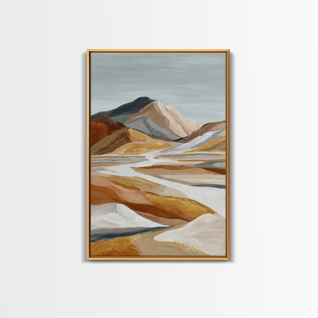 Warm Brown Desert Landscape Framed Canvas Print, Monochrome Art, Art Prints, Living Room Decor, Fine Art, Mono, Apartment Decor, MON-2x3-17