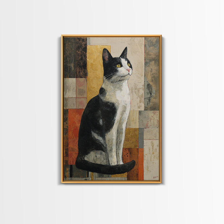 Monochrome Cat Portrait Framed Canvas Print, Monochrome Art, Wall Decor, Living Room Decor, Fine Art, Mono, Wall Art, MON-2x3-19