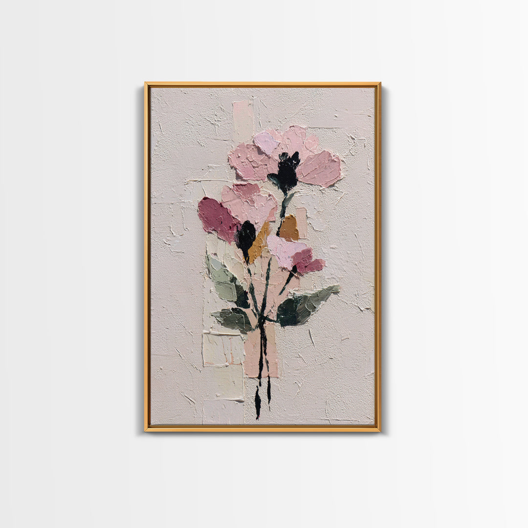 Monochrome Floral Bouquet Framed Canvas Print, Monochrome Art, Statement Artwork, Living Room Decor, Fine Art, Mono, Art Prints, MON-2x3-2