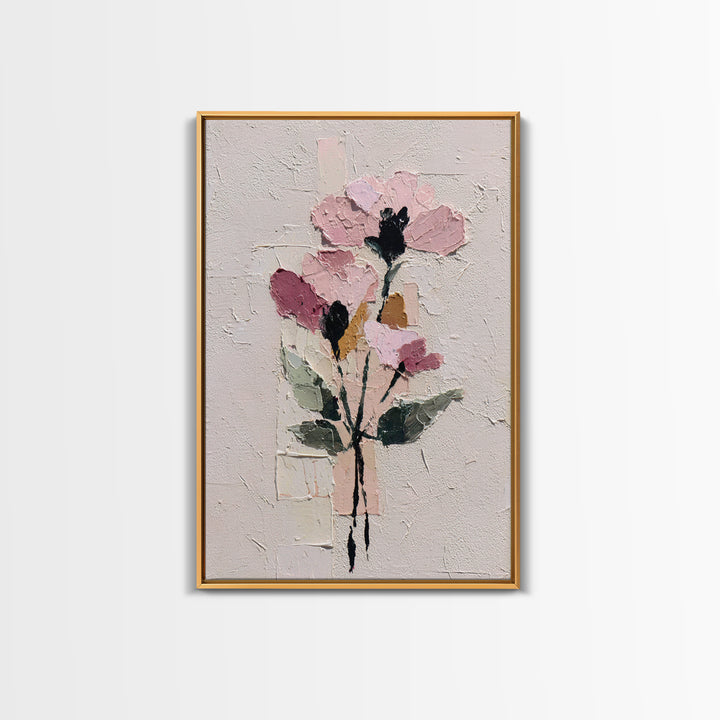 Monochrome Floral Bouquet Framed Canvas Print, Monochrome Art, Statement Artwork, Living Room Decor, Fine Art, Mono, Art Prints, MON-2x3-2
