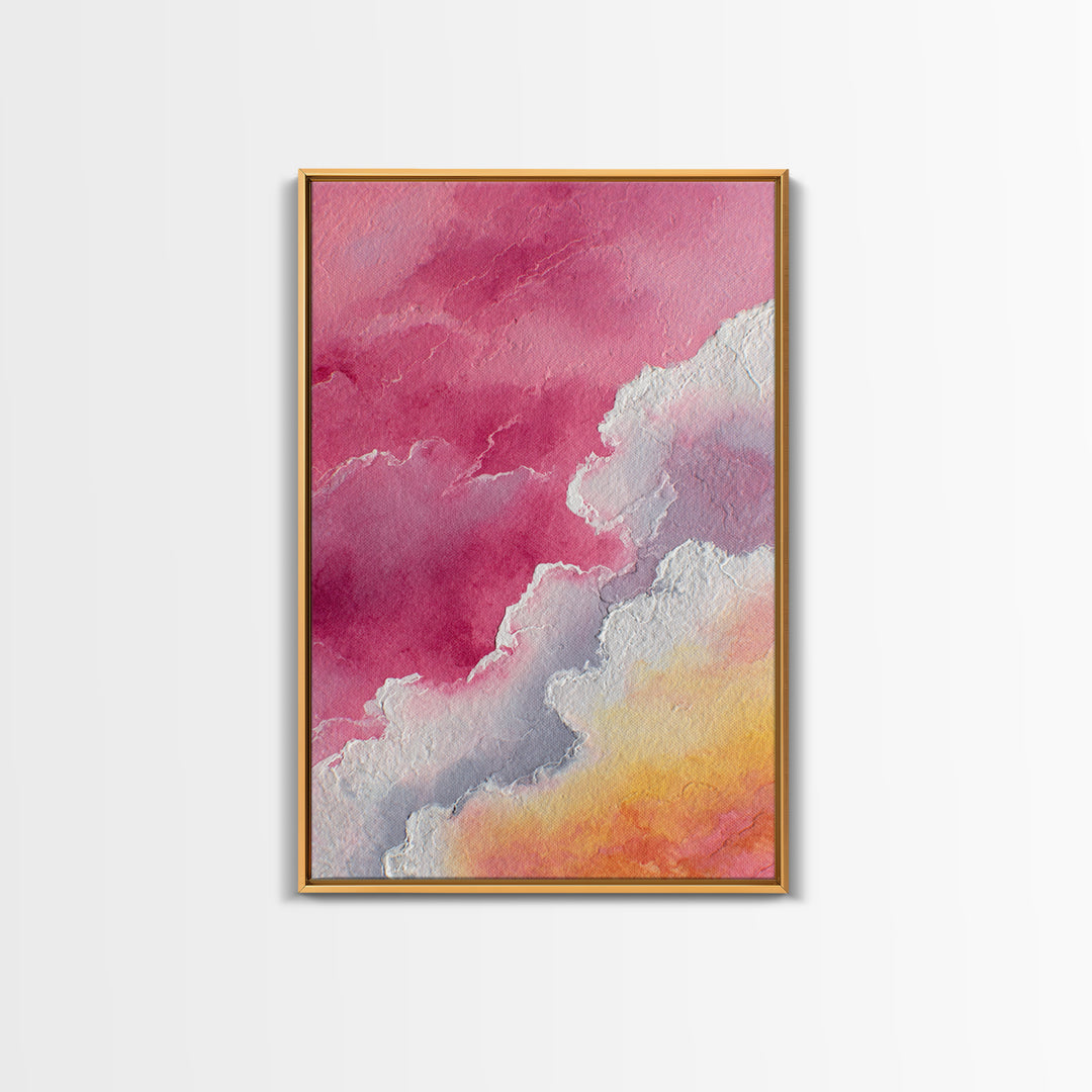 All Pink Cloudscape Framed Canvas Print, Monochrome Art, Digital Art, Living Room Decor, Oil Painting, Mono, MON-2x3-20