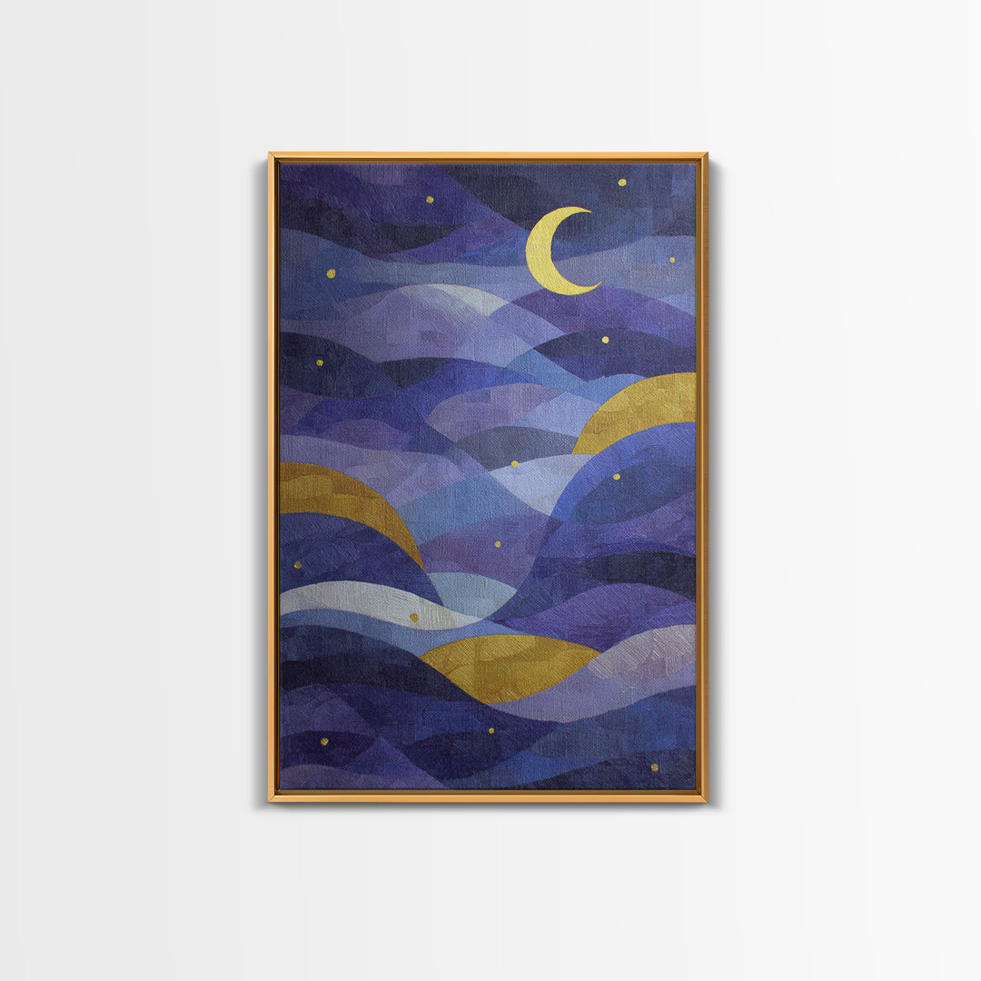 Purple Night Sky Canvas Print, Monochrome Art, Luxury Decor, Living Room Decor, Fine Art, Mono, Mid Century Modern, MON-2x3-23