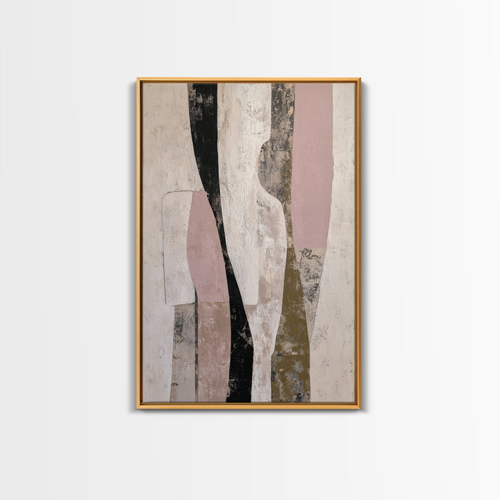 Cream on Cream Minimalist Forms Framed Canvas Print, Monochrome Art, Boho Decor, Living Room Decor, Fine Art, Mono, Art Print, MON-2x3-30