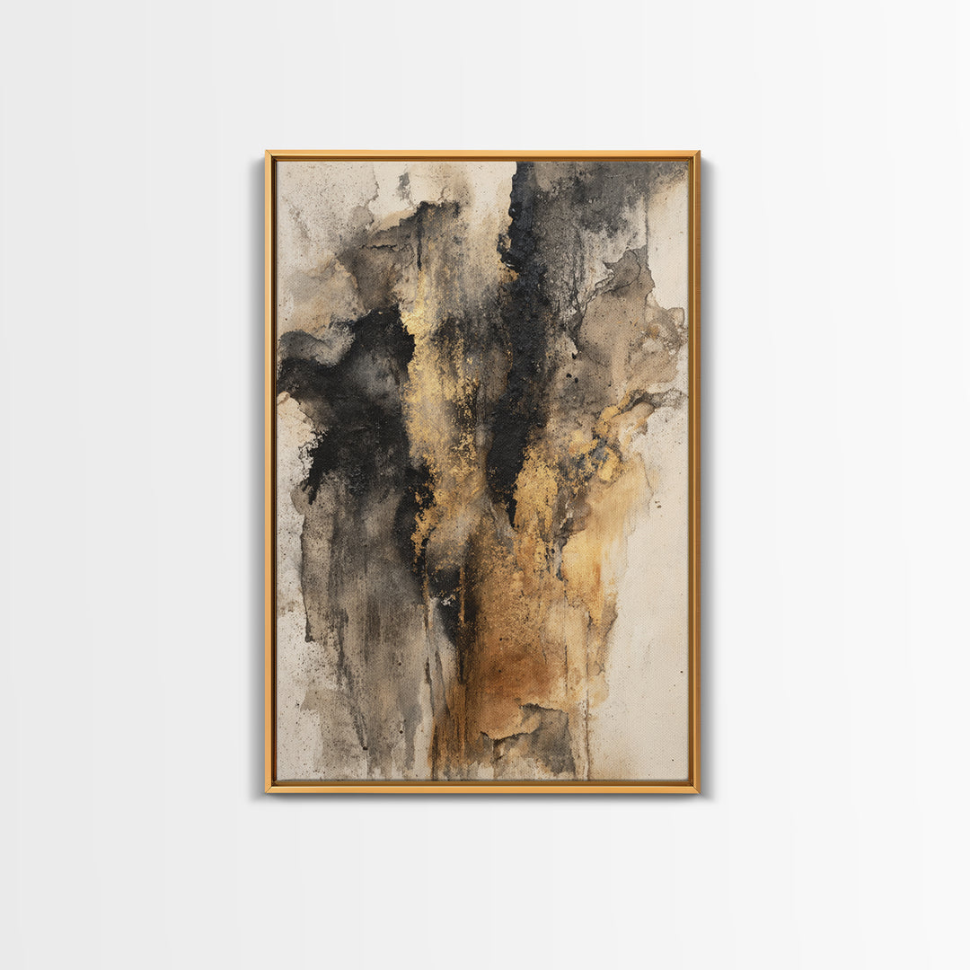 Black Ink Abstract Framed Canvas Print, Monochrome Art, Wall Art, Living Room Decor, Abstract Art, Mono, Bedroom Decor, MON-2x3-38