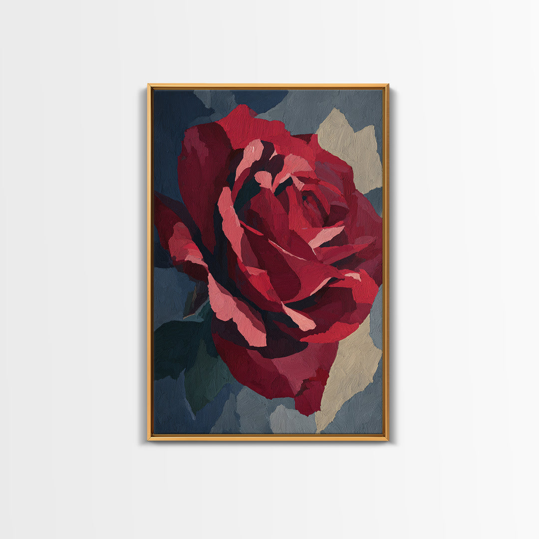 Single Red Rose Rendered Only Canvas Print, Monochrome Art, Minimalist Decor, Living Room Decor, Fine Art, Mono, Large Wall Art, MON-2x3-39