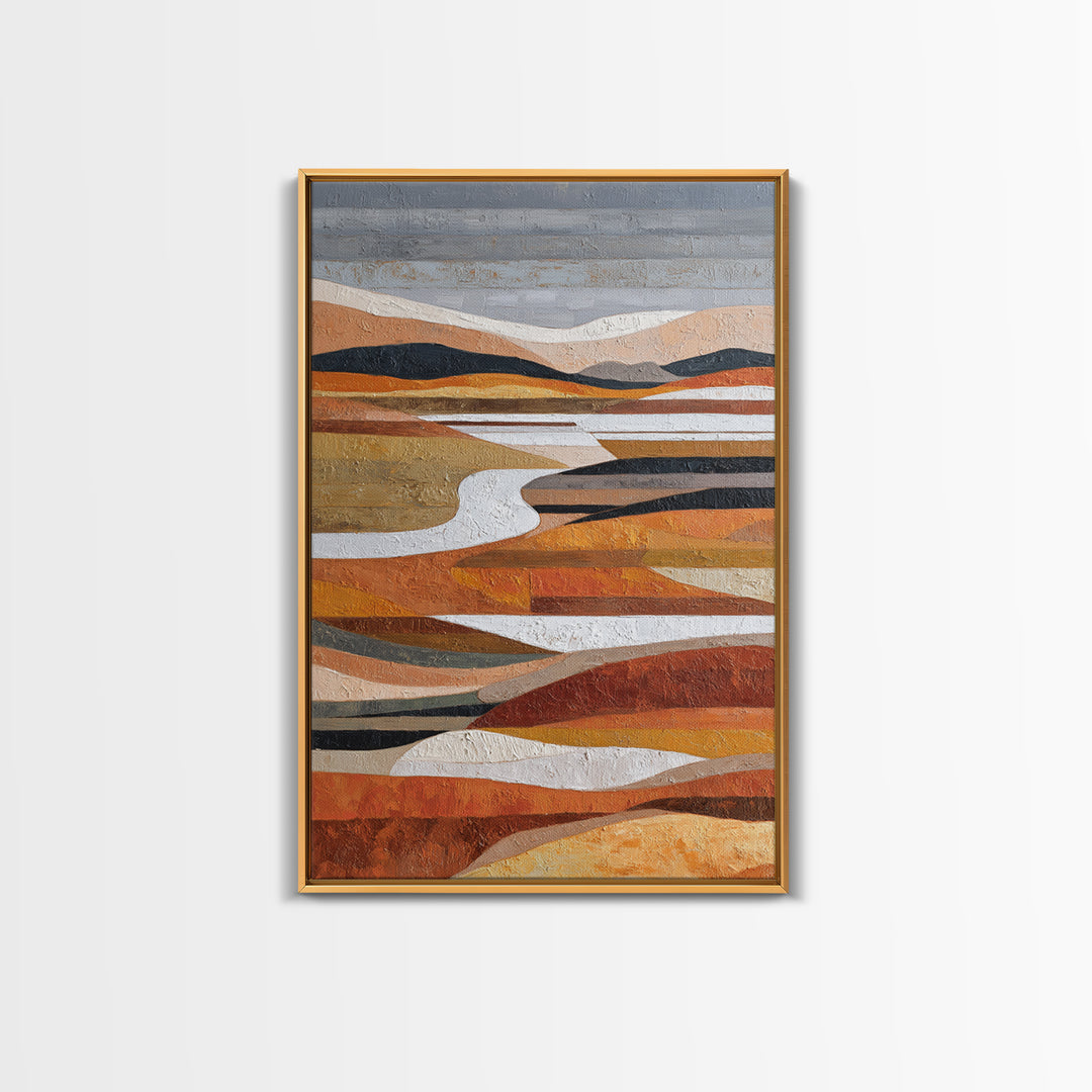 Warm Brown Desert Landscape Framed Canvas Print, Monochrome Art, Art Prints, Living Room Decor, Fine Art, Mono, Apartment Decor, MON-2x3-41