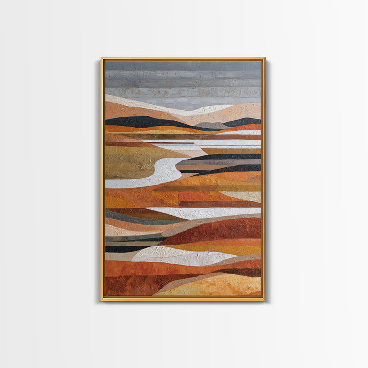 Warm Brown Desert Landscape Framed Canvas Print, Monochrome Art, Art Prints, Living Room Decor, Fine Art, Mono, Apartment Decor, MON-2x3-41