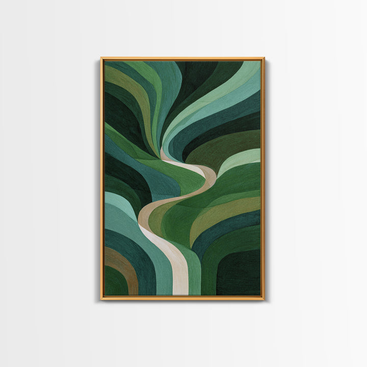 Deep Green Forest Silhouette Study Canvas Print, Monochrome Art, Living Room Decor, Oil Painting, Mono, Printable Art, MON-2x3-45