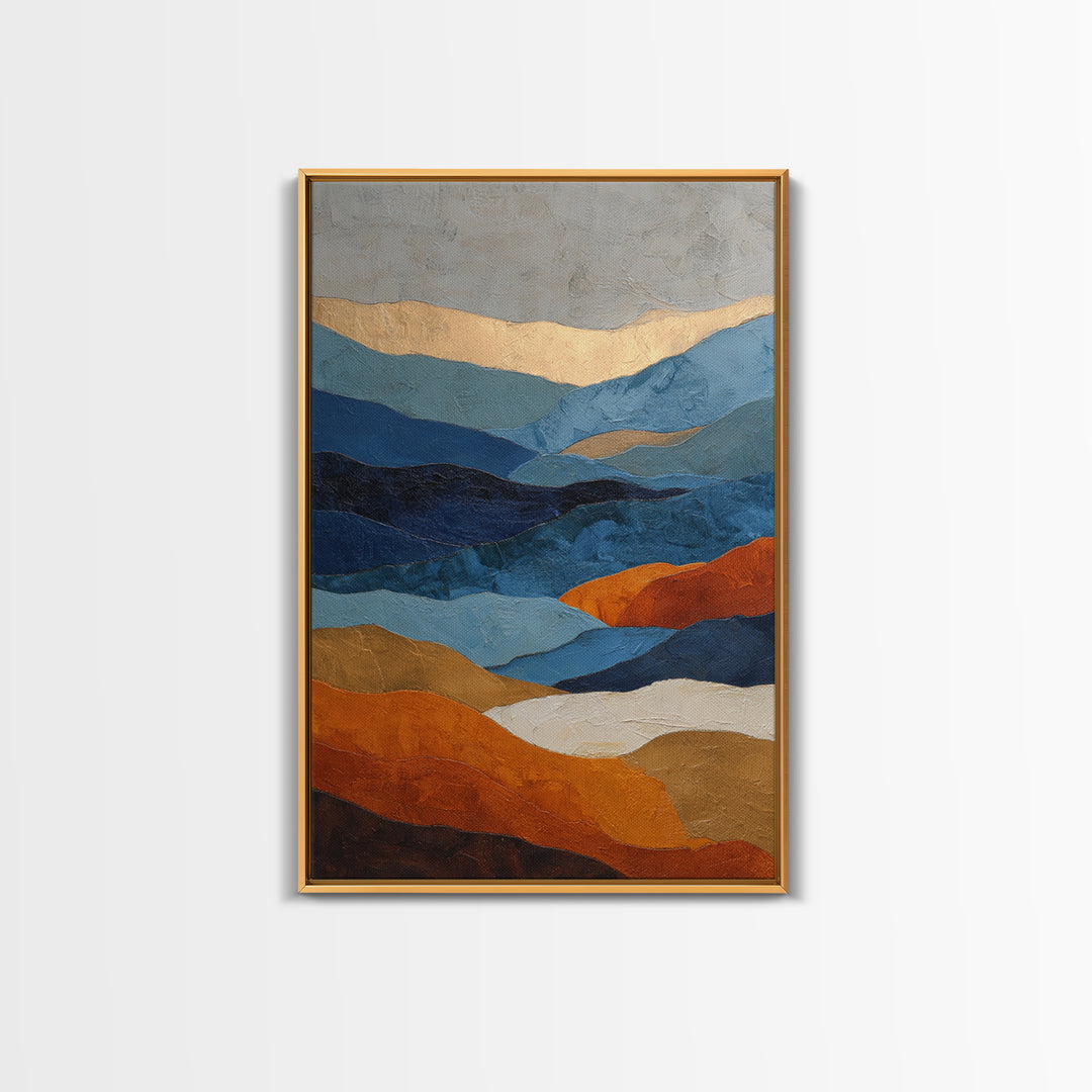 Blue Mountain Ridge Layers Framed Canvas Print, Monochrome Art, Wall Decor, Living Room Decor, Fine Art, Mono, Wall Art, MON-2x3-56