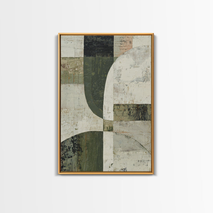 Green Botanical Study Framed Canvas Print, Monochrome Art, Digital Prints, Living Room Decor, Watercolor Art, Mono, MON-2x3-59