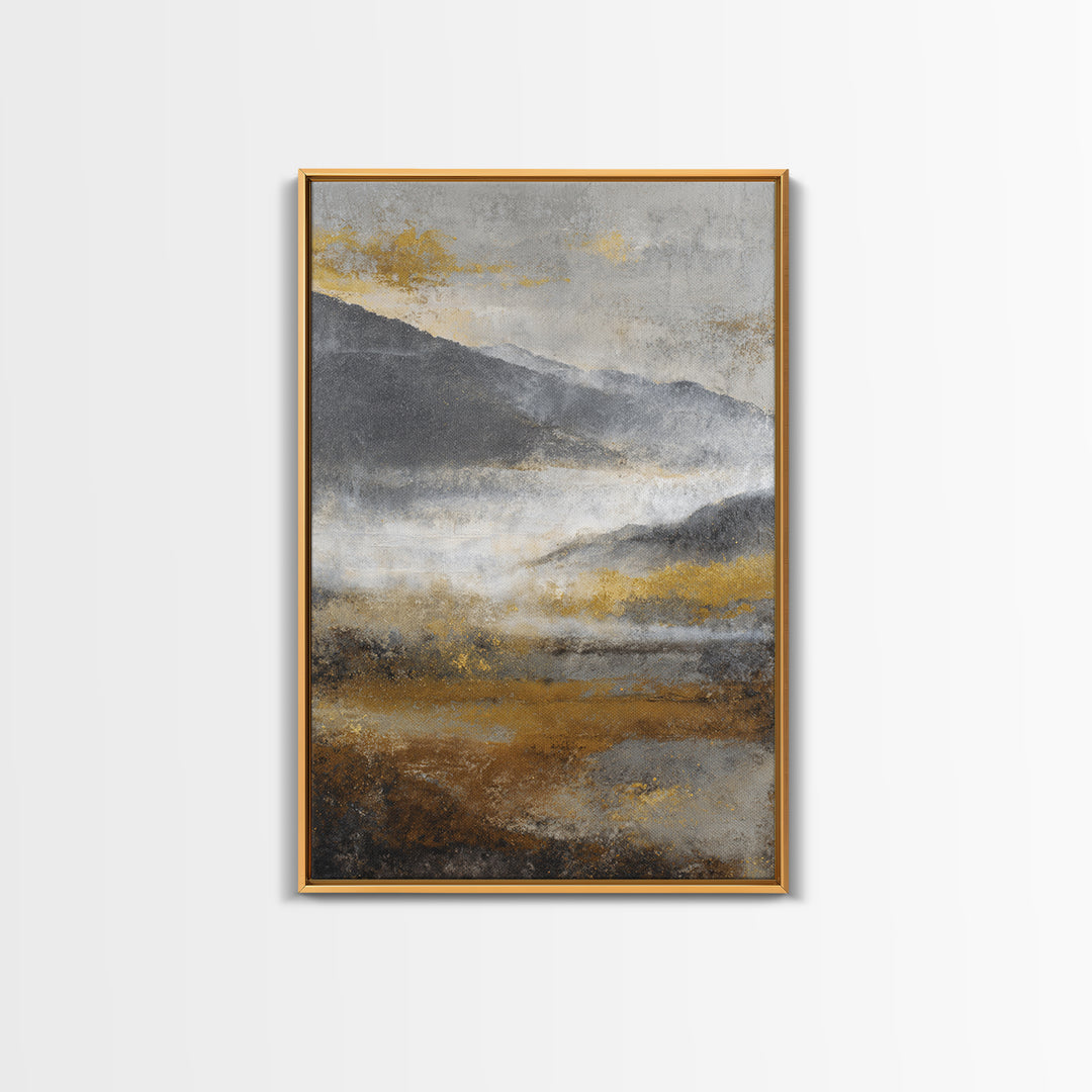Charcoal Mountain Landscape Framed Canvas Print, Monochrome Art, Wall Art, Living Room Decor, Fine Art, Mono, Abstract Art, MON-2x3-60