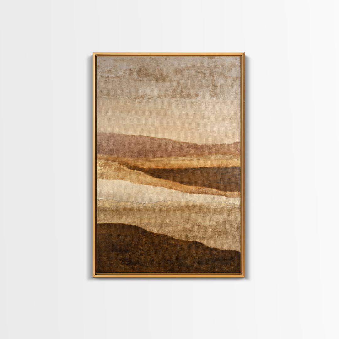 Warm Brown Desert Landscape Canvas Print, Monochrome Art, Digital Wall Art, Living Room Decor, Oil Painting, Mono, MON-2x3-65