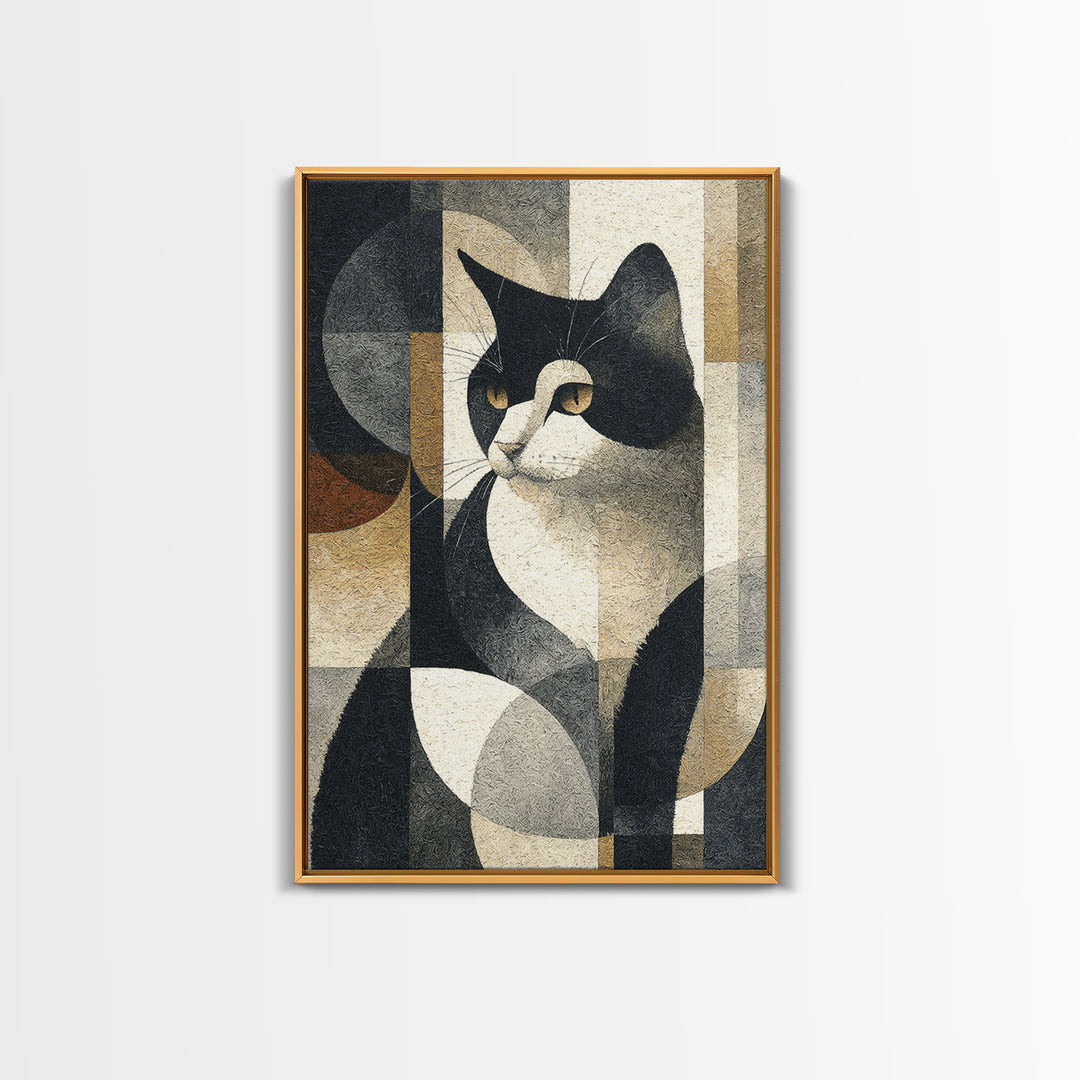 Monochrome Cat Portrait Canvas Print, Monochrome Art, Art Print, Living Room Decor, Mono, Printable Art, Dark Academia Decor, MON-2x3-67