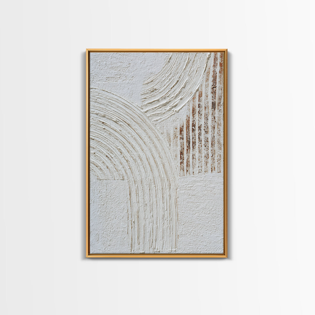 Ivory White Plaster Texture Composition Framed Canvas Print, Monochrome Art, Textured Wall Art, Living Room Decor, Mono, MON-2x3-85