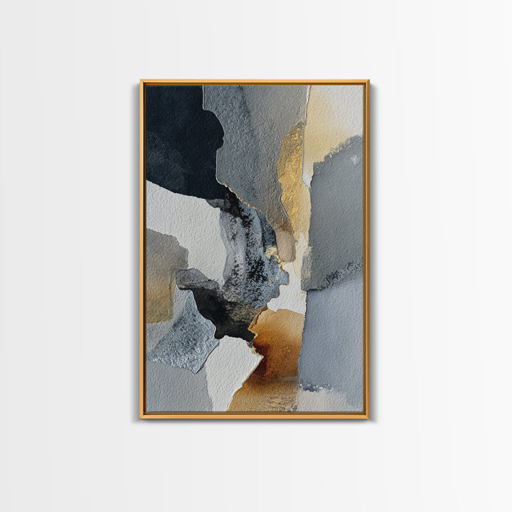 Black Ink Abstract Canvas Print, Monochrome Art, Digital Art, Living Room Decor, Fine Art, Mono, Dark Academia Decor, MON-2x3-86