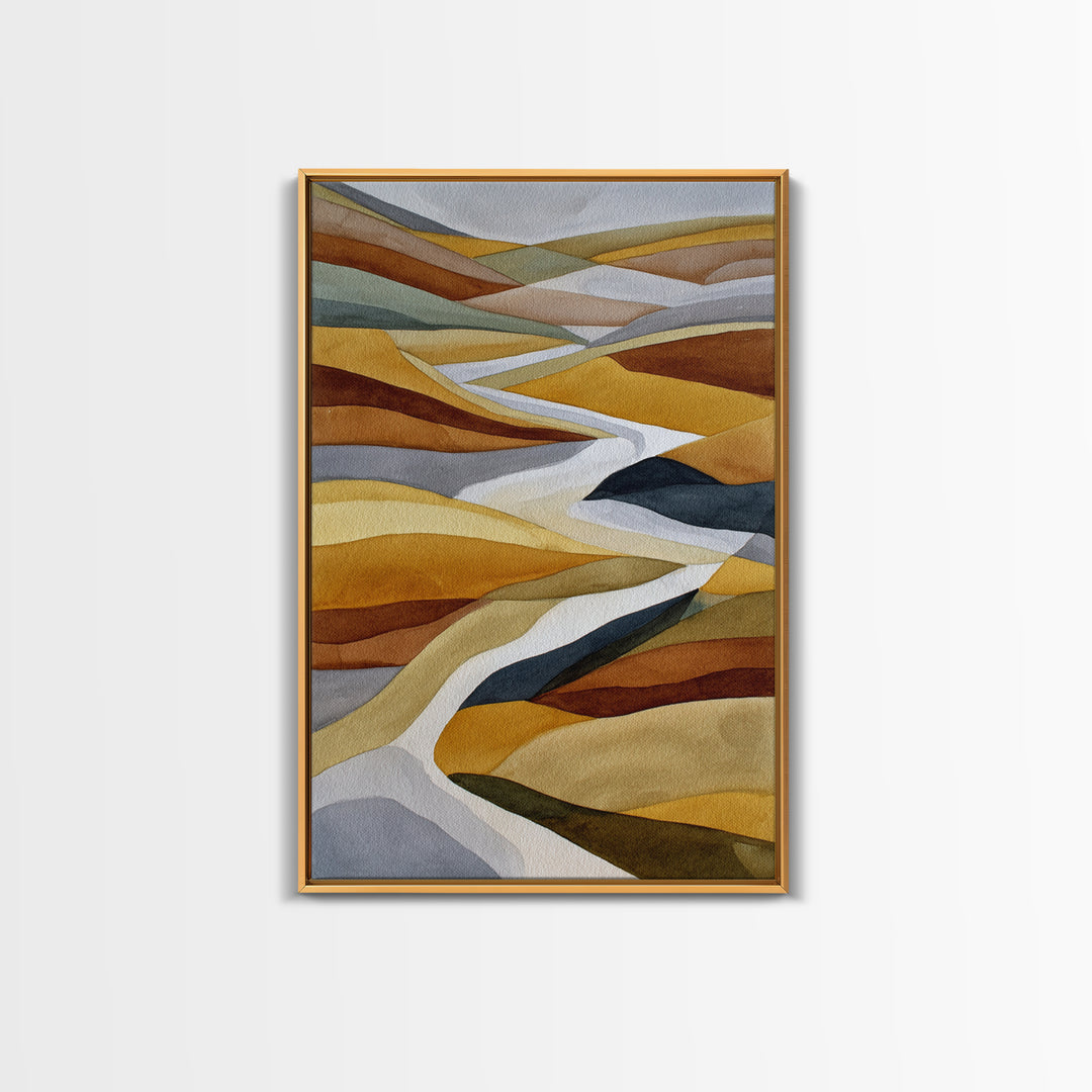 Warm Brown Desert Landscape Framed Canvas Print, Monochrome Art, Digital Print, Living Room Decor, Fine Art, Mono, Modern Art, MON-2x3-89