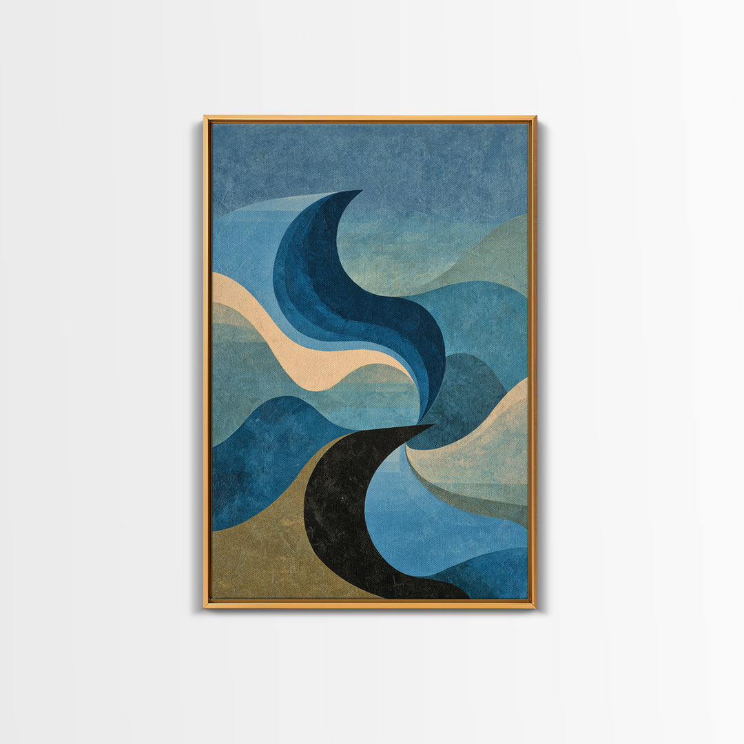 All Blue Ocean Abstraction Canvas Print, Monochrome Art, Poster, Living Room Decor, Fine Art, Mono, Textured Wall Art, MON-2x3-9